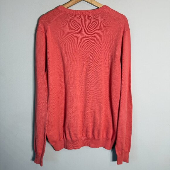 Brooks Brothers Pima Cotton V-Neck Knit Sweater Mens Large Orange Preppy Classic - Picture 8 of 10